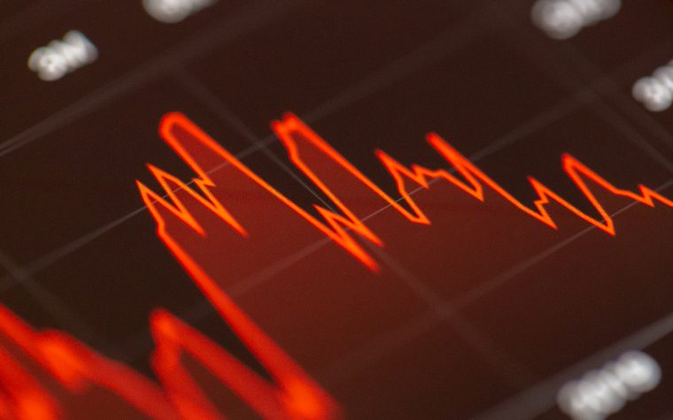 A line chart trending across a dark screen
